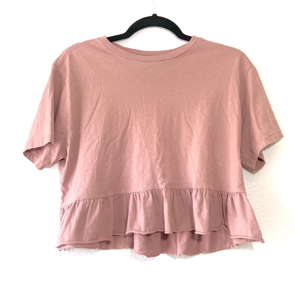 Wild Fable Ruffle Crop Top Blush Pink XS